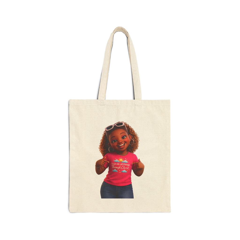 Tote Bag — Cute Smiling Girl Illustration Canvas Tote (Everyday Shopper, Gift for Kids & Parents)
