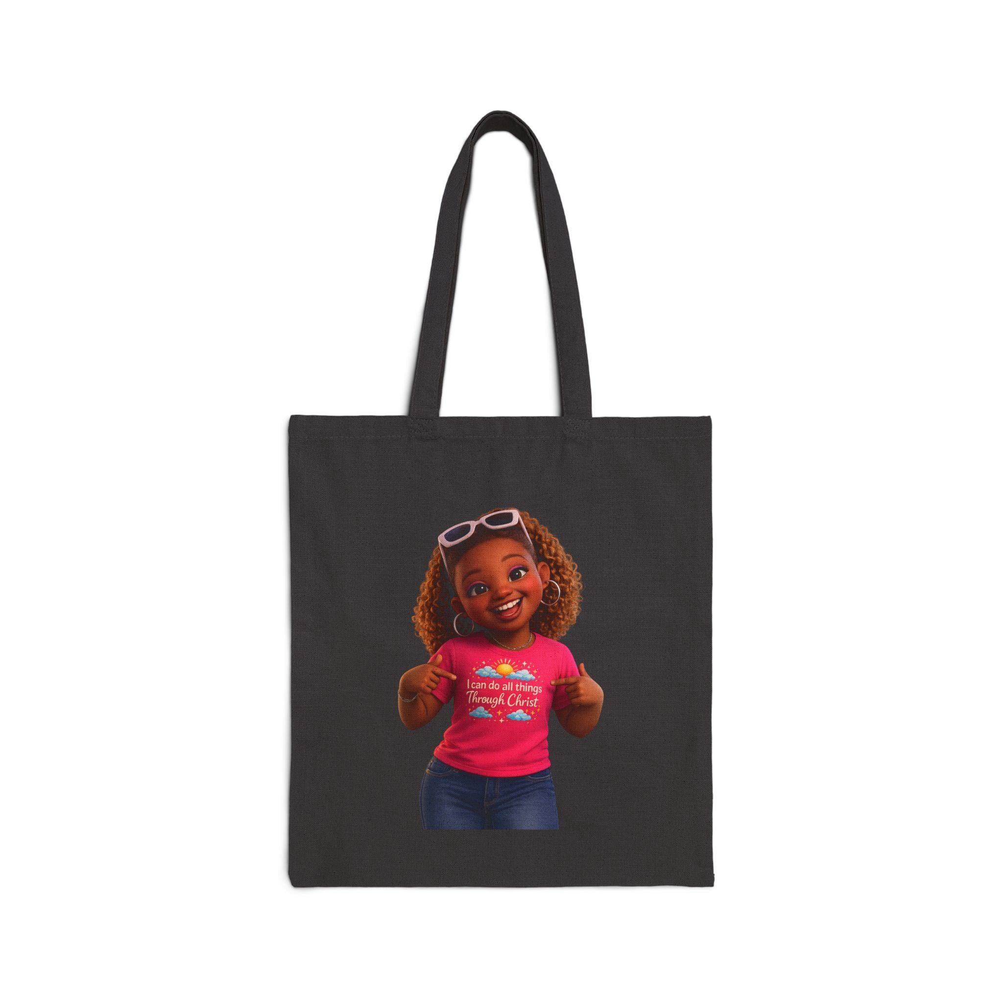 Tote Bag — Cute Smiling Girl Illustration Canvas Tote (Everyday Shopper, Gift for Kids & Parents)